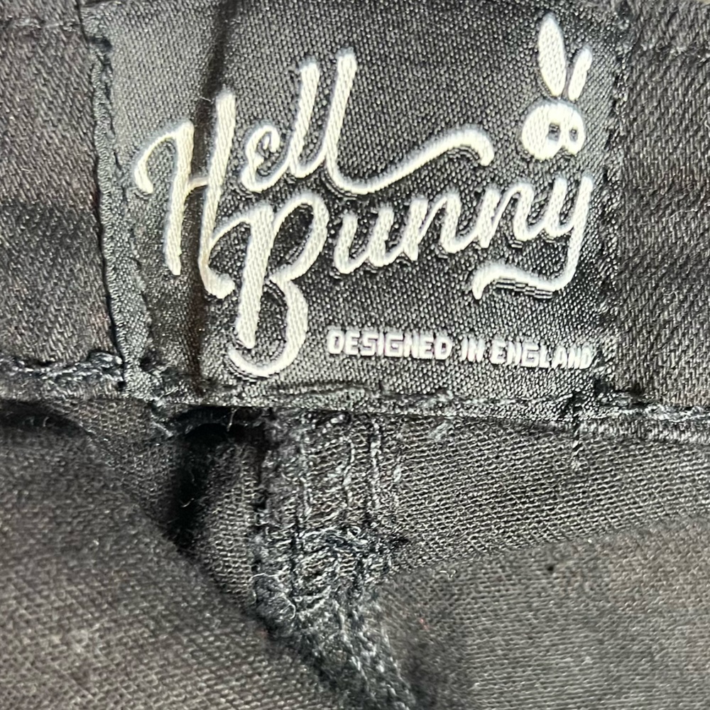 Hell Bunny Dress Womens 2XL Black Dakota Pinafore Denim Goth Pinup Punk Overall - Picture 8 of 10